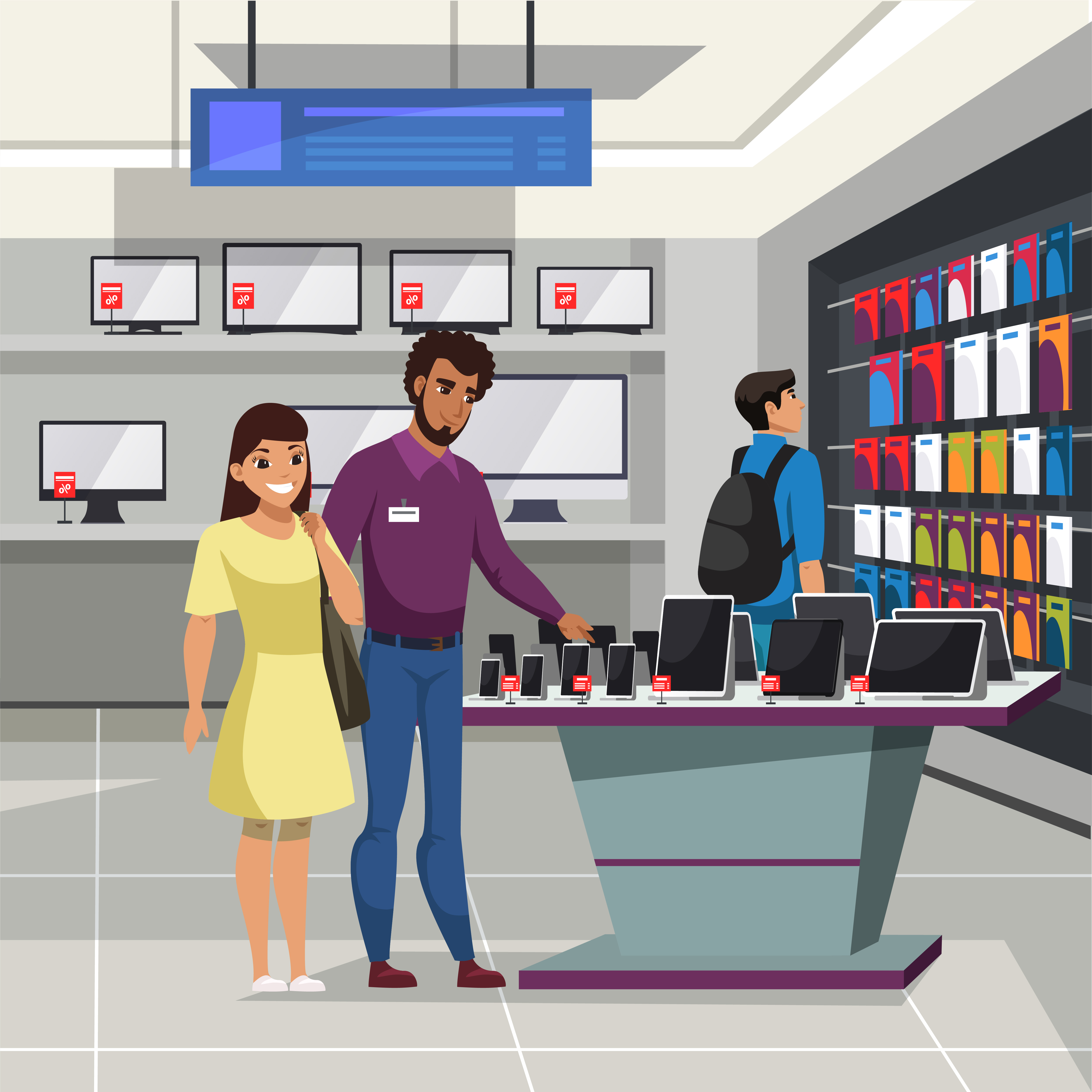 Retail frontliner assisting customer